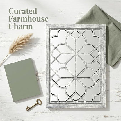 Set of 2 19x26 Inch Large Grey Shatterproof Rectangular Wall Mirrors, Boho - Image 4