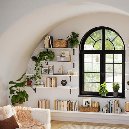 DINZI LVJ Long Wall Shelves, 24 Inch White Floating Shelves Set of 2, - Image 7