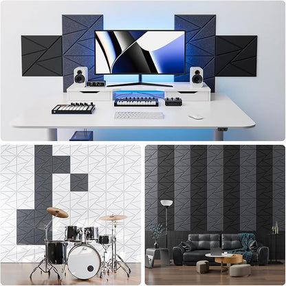 12 Pack Acoustic Panels with Self-Adhesive, Sound Panels High Density, - Image 4