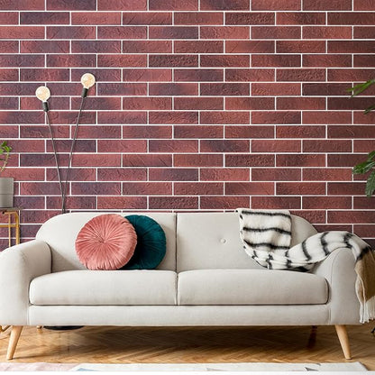 2 Vintage Red Faux Brick Wall Tiles, 3D Thin Brick Veneers - Image 4
