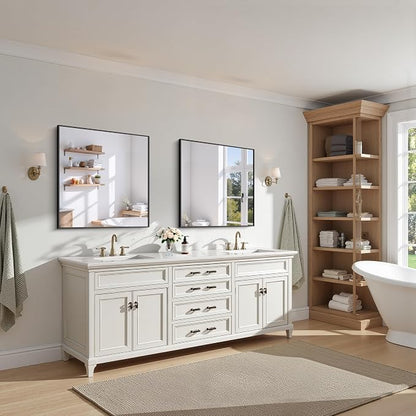 KOCUUY Bathroom Mirror, 30x30 Square Black Mirror - Image 2
