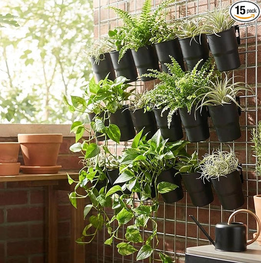 Kaforise15-Piece Wire Grid Panel Accessories Set, 10 Black Hanging Cups and 5 by Kaforise