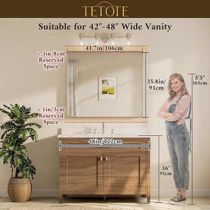 TETOTE Brushed Nickel Bathroom Mirror 42 x 36 Inch - Image 8
