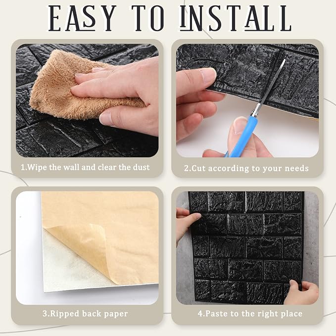 Colarr 60 Pcs 58 Sq ft 3D Wall Panels Peel and Stick Faux Foam 3D Brick - Image 5