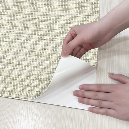 JiffDiff Grasscloth Wallpaper Peel and Stick Cream Grassweave Peel & Stick - Image 5