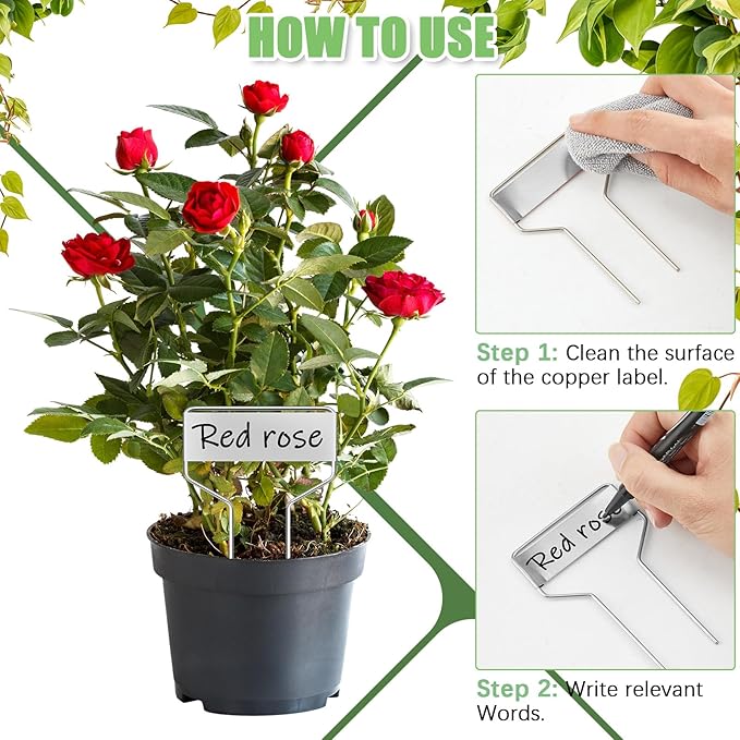 Moxweyeni 60 Pcs Metal Garden Tags Plant Labels for Garden Waterproof Plant Markers with 2 Permanent Pen Planting Nursery Tags Reusable Labels Stake for Plants(Aluminum,4 Inch)