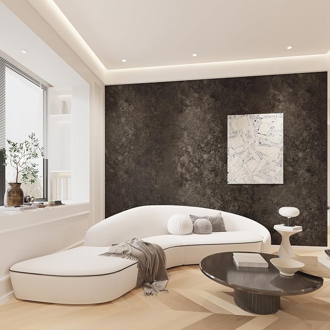 3yecao 48"×591" Extra Wide Big Roll Large Size Dark Brown Tan Gray Concrete - Image 2