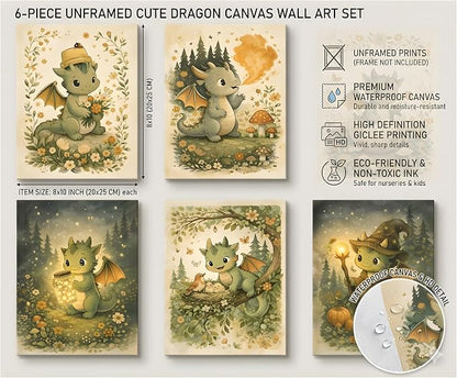 tgguytiy Vintage Nursery Dragon Wall Art - Image 3