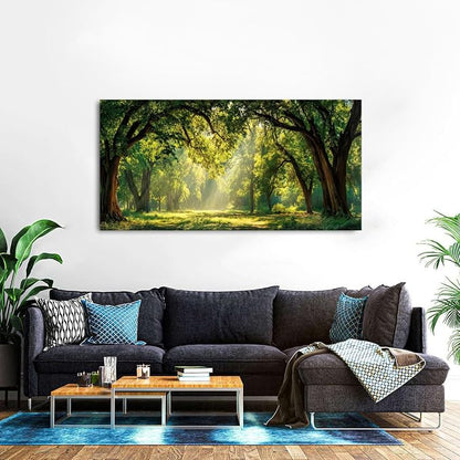 Green Forest Wall Art Panoramic Woodland Landscape Canvas Pictures Nature Wall - Image 6