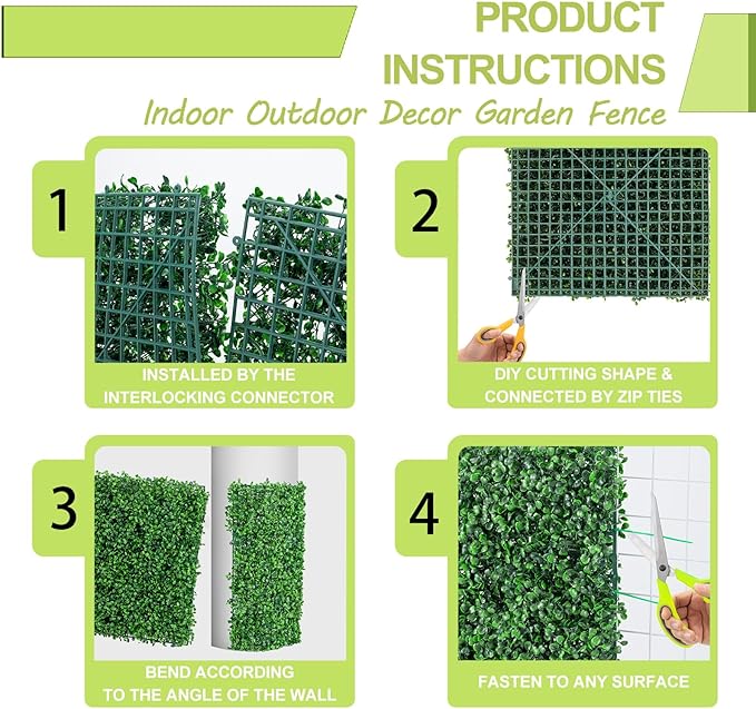 AOKIE 10"X10" Artificial Grass Wall, Party Garden Fence Decor - Image 5