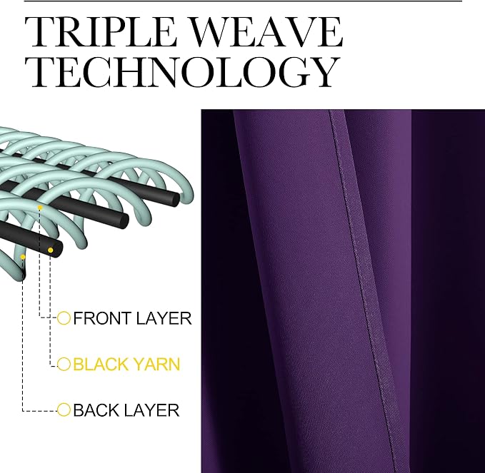 NICETOWN Thermal Insulated Blackout Draperies Curtains, Triple Weave Home - Image 4