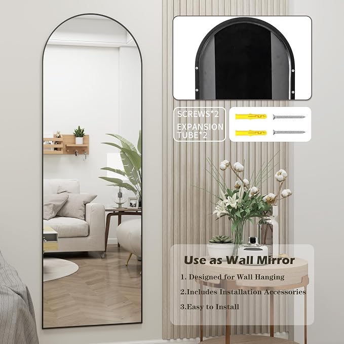 Arched Full Length Door Mirror 14x48, Metal Frame - Image 8
