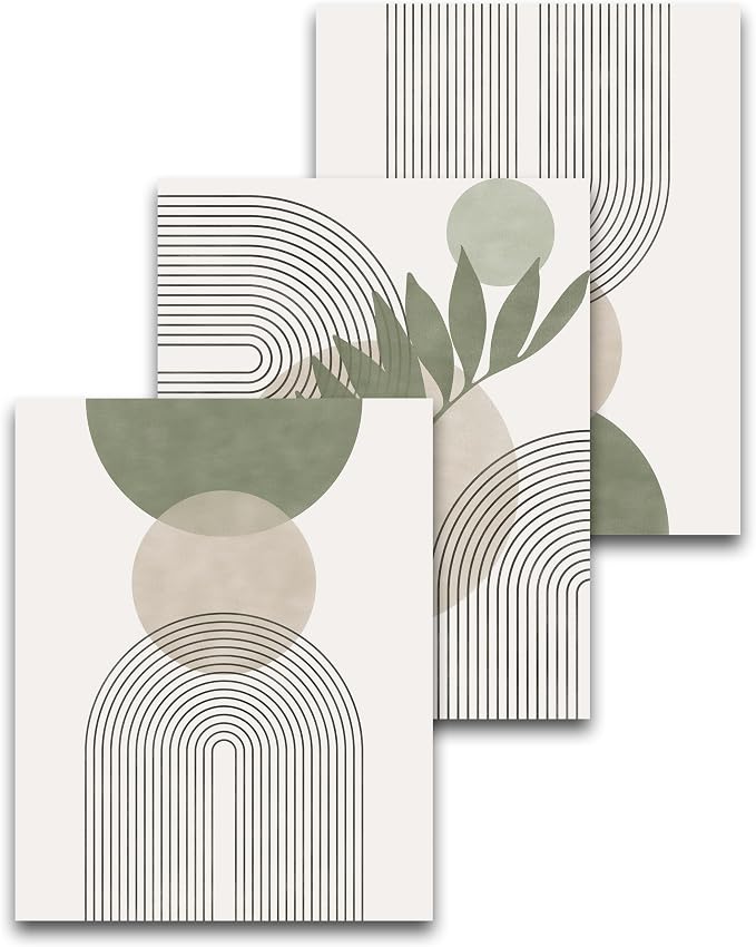 HesenDot Unframed Boho Sage Green Canvas Prints, 12x16in Botanical Line Wall Art by HesenDot