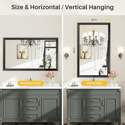 Briivue 50x30 Inch Black Bathroom Mirror - Image 5