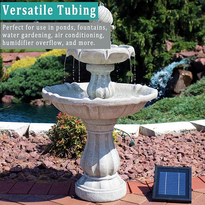 Black Vinyl Tubing 1/4” ID × 3/8” OD - 50 Feet PVC Flexible Plastic Tube Hybrid Hose, Transfer Water Air Oil for Pond Fountain Garden, Non-toxic and BPA free