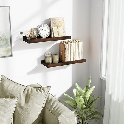Love-KANKEI Floating Shelves Wall Mounted Set of 2, 17 Inch Rustic Wood Wall - Image 8