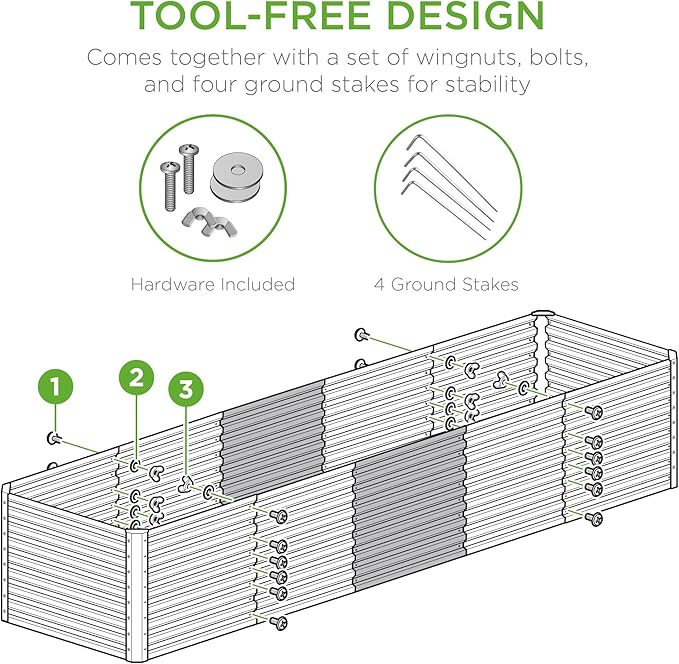 Best Choice Products 8x2x2ft Outdoor Metal Raised Garden Bed, Rectangular Deep Root Planter Box for Vegetables, Flowers, Herbs, and Succulents w/ 239 Gallon Capacity - Sage Green