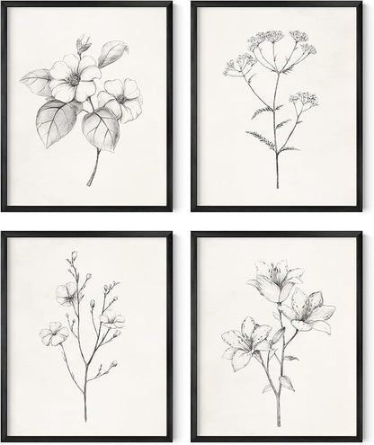 HAUS AND HUES Grey Floral Wall Art by HausandHuesArtPrints