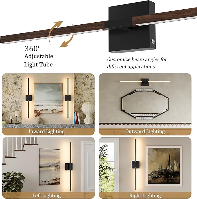 Rayogale 40 Inch Rechargeable Battery Operated Wall Sconce Set Two, 8000mAh - Image 3