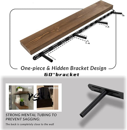 60 Inch Floating Shelves, 8-Inch Deep High-End Solid Wood Long Floating Shelves - Image 7