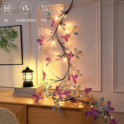 Willow Vine Light with Butterfly 48LED 5.9FT Enchanted Wall Decoration Vine - Image 2