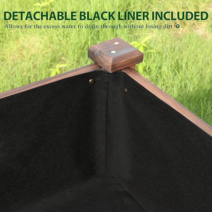 MUPATER 4' x 2' Raised Garden Bed, Raised Garden Bed with Four Legs & Elevated Planter Box and Drainage Holes for Herbs and Vegetables, Outdoor and Indoor, Rustic