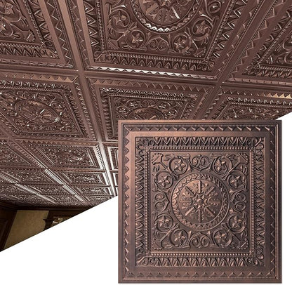 Art3d 12-Pack PVC Drop Ceiling Tiles, 2ft x 2ft, Rose Copper by Art3d