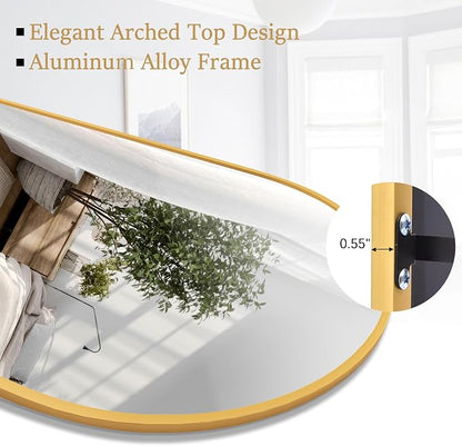 Rowjut Full Length Mirror Arched Floor Length Mirrors, Aluminum Frame - Image 6