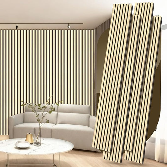 4 Pack Wood Panels for Wall, 106.3" × 11" Wood Slat Acoustic Panels, Soundproof by Ritollo