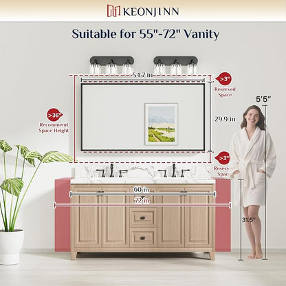 Keonjinn 55 x 30 Inch Brushed Nickel Bathroom Mirrors - Image 7