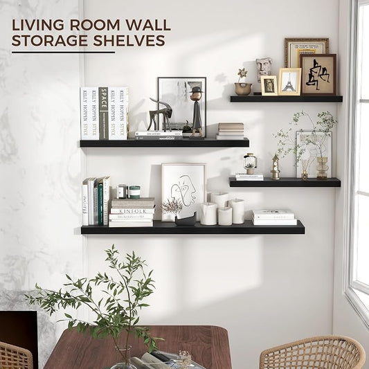 Venusmiles Floating Shelves for Wall 24 inch Long, Engineered Wood Wall Shelves - Image 2