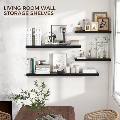 Venusmiles Floating Shelves for Wall 24 inch Long, Engineered Wood Wall Shelves - Image 2