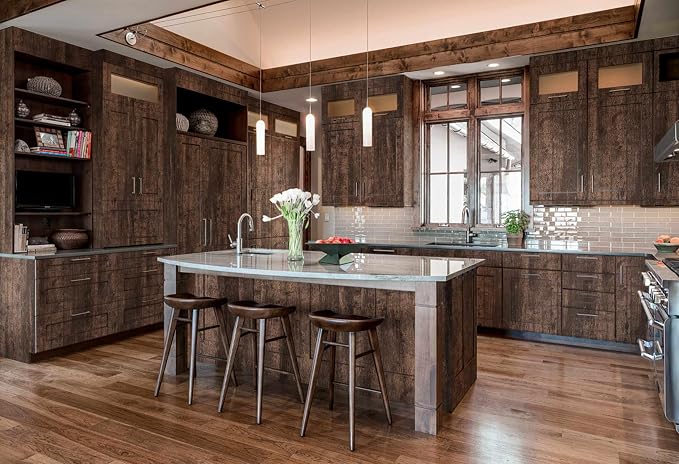 Dimoon Wood Wallpaper Brown Dark Wood Contact Paper Brown Wood Plank Wood Peel - Image 5