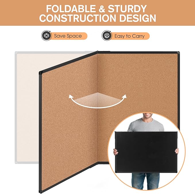 Cork Board Bulletin Board 36 x 48, Foldable Notice Pin Board - Image 4