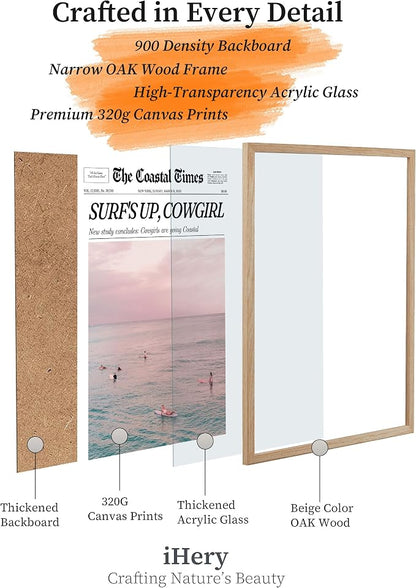 iHery Framed Trendy Coastal Cowgirl NewsPaper Wall Art Prints, Western Vintage - Image 4