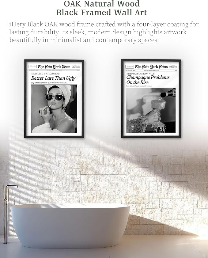 iHery Premium Natural Black OAK Wood 16x20in Champagne Problems On the Rise - Image 3