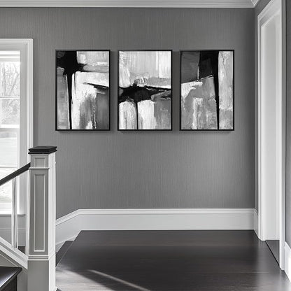 Framed Black and White Gray Modern Abstract Wall Art, Minimalist Art Prints - Image 3