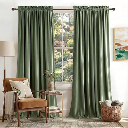 NICETOWN Super Soft Sage Green Velvet Curtains & Drapes 84 inches by NICETOWN
