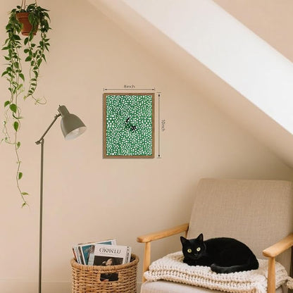Framed Floral Black Cat Canvas Wall Art, Cute Black Cat in Daisy Field Painting - Image 3