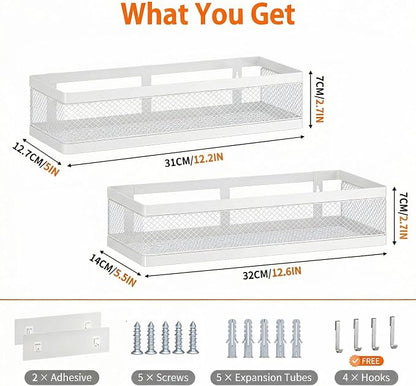 PUSDON Mesh Shower Caddy Wall Mount, Heavy Duty Adhesive Bathroom Shelf - Image 3