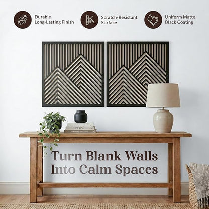 River's Edge Essentials Wood Mountain Wall Decor – Set of 2 Modern Wood Wall Art - Image 6