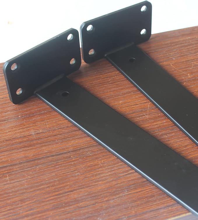 4 Pack - 11 inch Black Hidden L Shelf Bracket Iron Floating Shelf Brackets - Image 3