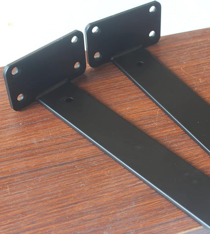 4 Pack - 11 inch Black Hidden L Shelf Bracket Iron Floating Shelf Brackets - Image 3