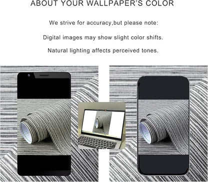 Grasscloth Textured Wallpaper Gray Peel and Stick 24inX393in Fabric Wall Paper - Image 4