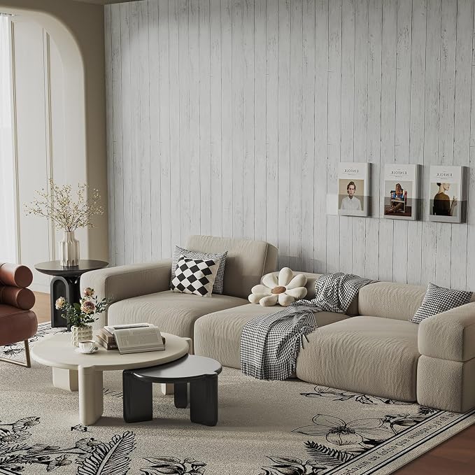 Abyssaly White Grey Wood Self Adhesive Paper 17.71 in X 32.8 Ft Removable Wood - Image 4