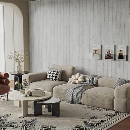 Abyssaly White Grey Wood Self Adhesive Paper 17.71 in X 32.8 Ft Removable Wood - Image 4