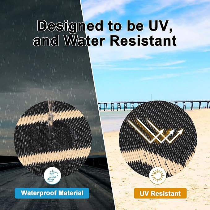 HEBE Outdoor Rug Waterproof 8x10, Reversible Plastic Straw Rug RV Camping Rug, Indoor Outdoor Patio Mat Clearance, Outside Carpet for Porch,Deck,Camper,Balcony,Backyard,Picnic