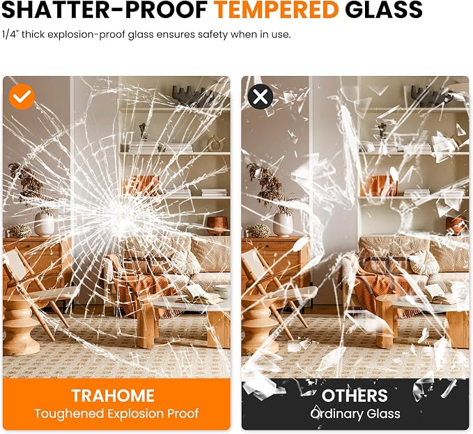 TRAHOME Bathroom Vanity Mirror for Wall, HD Shatterproof Glass, Hangs - Image 6