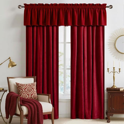 NICETOWN Red Velvet Valance Curtains - Image 4