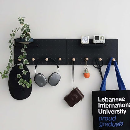 Wooden Pegboard Accessories Set: Modular Wall Hooks & Shelf - Image 3